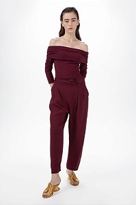 Calça Cris Barros Vinho Modelo Sila