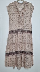 Vestido Ateen Bege de Seda Lurex