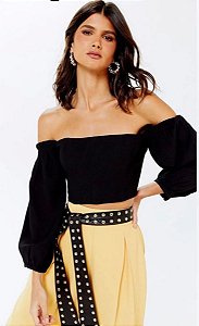 Cropped NV Preta Modelo Roze
