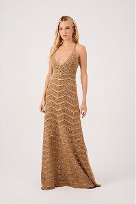 Vestido Dress To Dourado Tricot Lurex