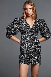 Vestido Zara Preto - Branco - Estampado Modelo Kacy Dress