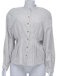 Camisa Zara Branca - Verde - Vinho Xadrez de Gola Padre Acinturada