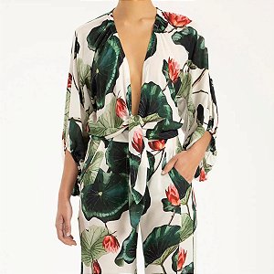 Blusa Adriana Degreas Estampada com Amarração na Frente