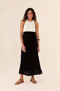 Vestido Longo Maria Filó Branco - Preto