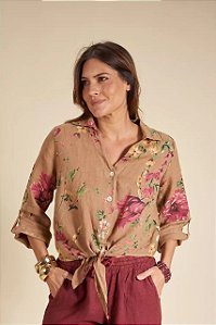 Camisa Le Chic Bege Estampada
