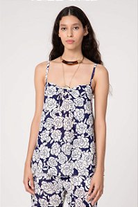 Blusa Cris Barros Azul Estampada Modelo Ilza