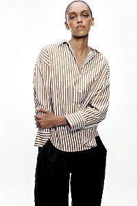 Camisa Zara Marrom Listrada