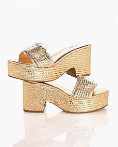 Tamanco Arezzo Dourado Modelo Plataforma