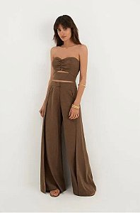 Conjunto Vix Caça + Top Marrom
