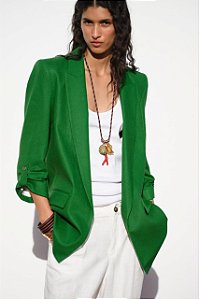 Blazer Zara Verde Alongado