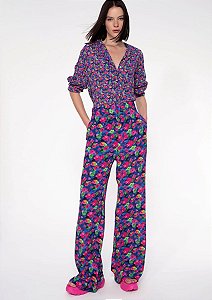Camisa Cris Barros Azul Floral