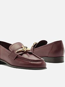 Mocassin Arezzo Vinho Fivela Dourada
