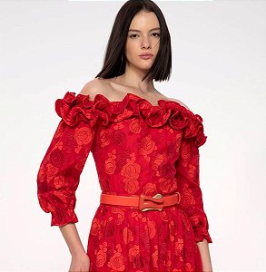 Blusa Cris Barros Vermelha Modelo Lorena
