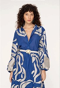 Blusa Cris Barros Azul Modelo Nara