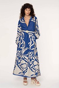 Conjunto Cris Barros Azul Saia + Blusa