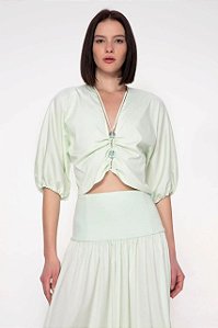 Blusa Cris Barros Verde Modelo Mary