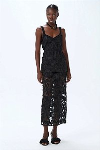 Blusa Cris Barros Preta Modelo Anastasia