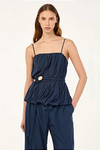 Blusa Cris Barros Azul Marinho Modelo Jora