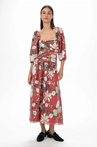 Vestido Midi Cris Barros Floral Modelo Nona