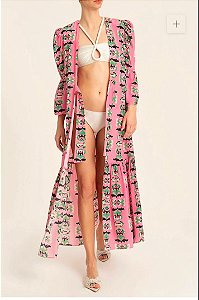 Saída de praia Adriana Degreas Rosa Estampada Twisted Flower