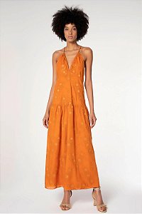 Vestido Cris Barros Laranja Modelo Janaína