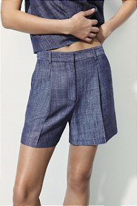 Short Zara Azul de Linho