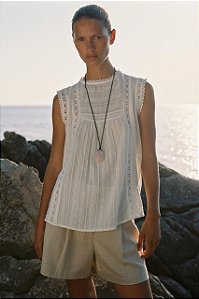 Short Zara Bege de Linho