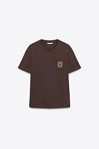 Blusa Zara Marrom Com Broche Dourado