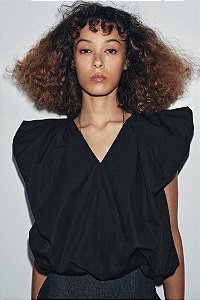 Blusa Zara Preta Bufante