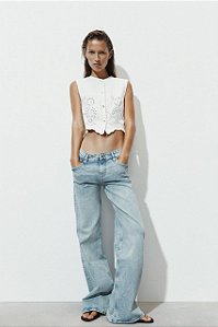 Blusa Zara Branca Modelo Colete