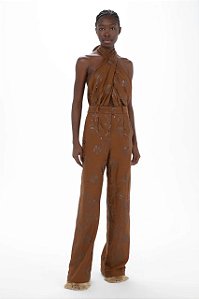 Calça Cris Barros Marrom Modelo Prince