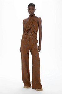 Conjunto Cris Barros Calça + Blusa Marrom