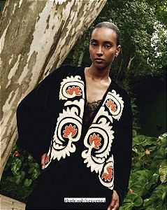 Casaco Cris Barros Preto Com Bordado