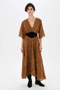 Vestido Cris Barros Marrom Modelo Verônica
