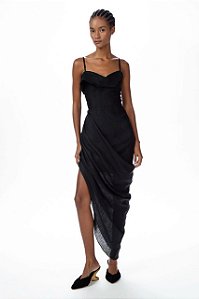 Vestido Cris Barros Preto Modelo Naomi