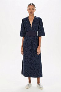 Vestido Cris Barros Azul Marinho Modelo Angélica