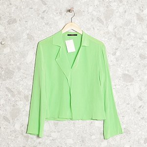 Blusa Animale Verde Em Seda