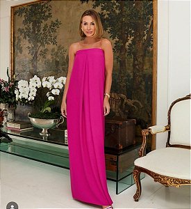 Vestido NV Rosa Pink Sem Alças Em Seda