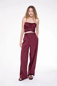 Conjuntos Cris Barros Blusa + Calça Vinho