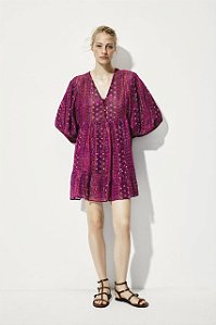 Vestido Zara Rosa Com Fios Metalizado