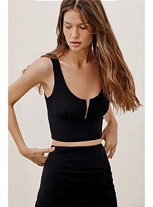 Cropped Vix Preto Modelo Bela