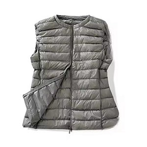 Colete Uniqlo Cinza Ultra Ligth Down Sem Golas