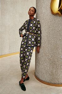 Calça Cris Barros Azul Marinho Bordada