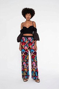 Calça Cris Barros Estampada Bordada
