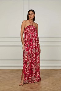 Vestido Longo Animale Estampado Modelo Ikat