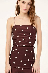 Blusa Cris Barros Marrom Estampada Modelo Eve