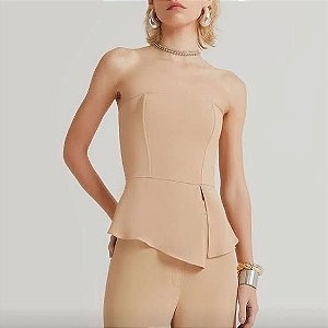 Blusa NV Bege Sem Alças Modelo Lelê