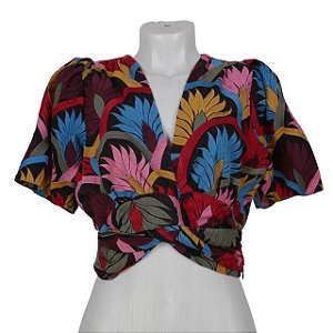 Blusa Cris Barros Preta Estampada Bordada