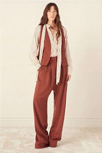 Calça Cris Barros Marrom Estampada Modelo Salvatore