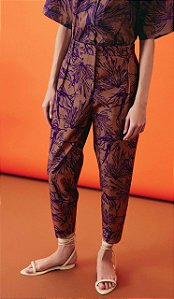 Calça Andrea Marquess Roxa Estampada